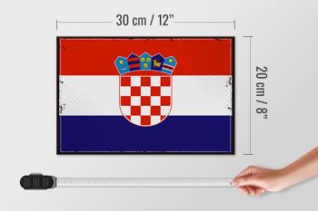 Panneau en bois drapeau de la Croatie 30x20cm Drapeau rétro de la Croatie 4