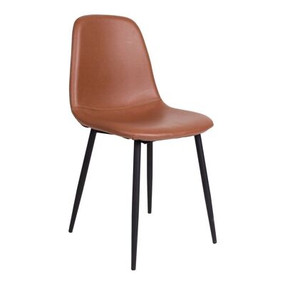 Stockholm Dining Chair - Stuhl in hellbraunem Vintage mit schwarzen Beinen