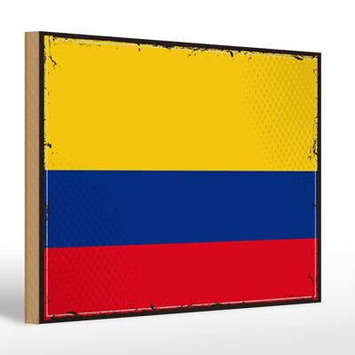Letrero de madera Bandera de Colombia 30x20cm Bandera Retro Colombia