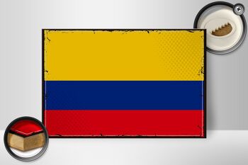 Panneau en bois drapeau de la Colombie 30x20cm Drapeau rétro Colombie 2