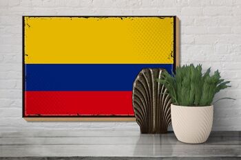 Panneau en bois drapeau de la Colombie 30x20cm Drapeau rétro Colombie 3