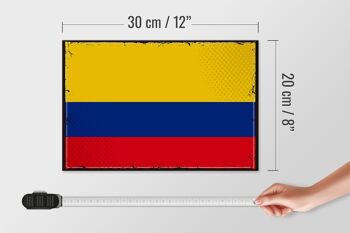 Panneau en bois drapeau de la Colombie 30x20cm Drapeau rétro Colombie 4