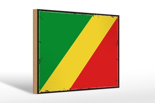 Holzschild Flagge Kongo 30x20cm Retro Flag of the Congo