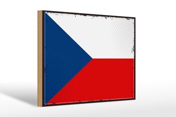 Panneau en bois drapeau de la République tchèque 30x20cm Rétro République tchèque 1