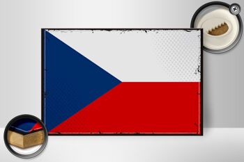 Panneau en bois drapeau de la République tchèque 30x20cm Rétro République tchèque 2