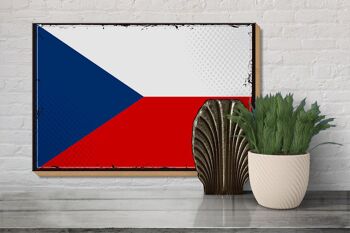 Panneau en bois drapeau de la République tchèque 30x20cm Rétro République tchèque 3