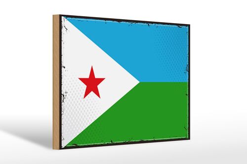 Holzschild Flagge Dschibutis 30x20cm Retro Flag Djibouti
