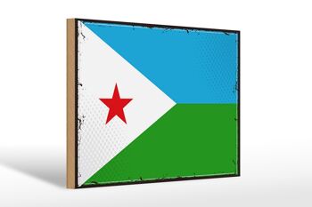 Panneau en bois Drapeau de Djibouti 30x20cm Drapeau rétro Djibouti 1