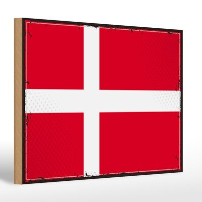 Letrero de madera Bandera de Dinamarca 30x20cm Bandera Retro de Dinamarca