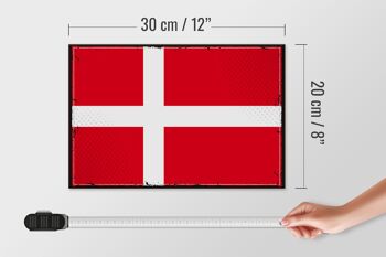 Panneau en bois drapeau du Danemark 30x20cm Drapeau rétro du Danemark 4