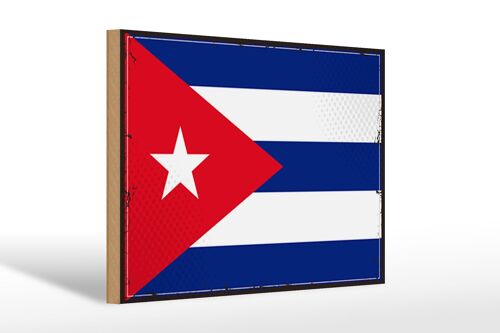 Holzschild Flagge Kubas 30x20cm Retro Flag of Cuba