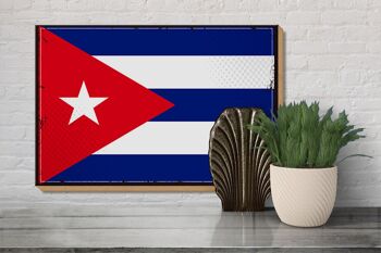 Panneau en bois drapeau de Cuba 30x20cm Drapeau rétro de Cuba 3