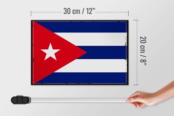 Panneau en bois drapeau de Cuba 30x20cm Drapeau rétro de Cuba 4