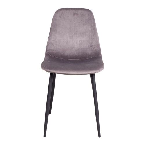 Stockholm Dining Chair - Chair in grey velvet with black legs