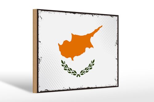 Holzschild Flagge Zypern 30x20cm Retro Flag of Cyprus