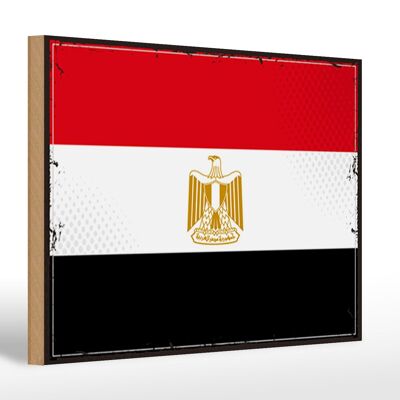 Cartello in legno bandiera dell'Egitto 30x20 cm Bandiera retrò dell'Egitto