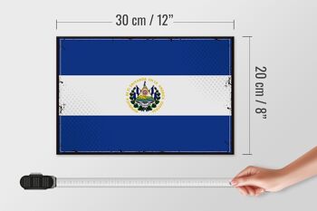 Panneau en bois drapeau du Salvador 30x20cm Rétro El Salvador 4