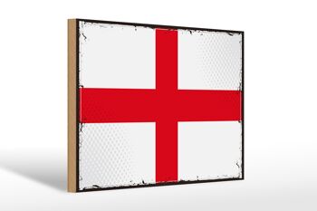 Panneau en bois drapeau de l'Angleterre 30x20cm Drapeau rétro de l'Angleterre 1