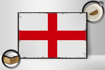 Panneau en bois drapeau de l'Angleterre 30x20cm Drapeau rétro de l'Angleterre 2