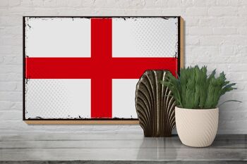 Panneau en bois drapeau de l'Angleterre 30x20cm Drapeau rétro de l'Angleterre 3