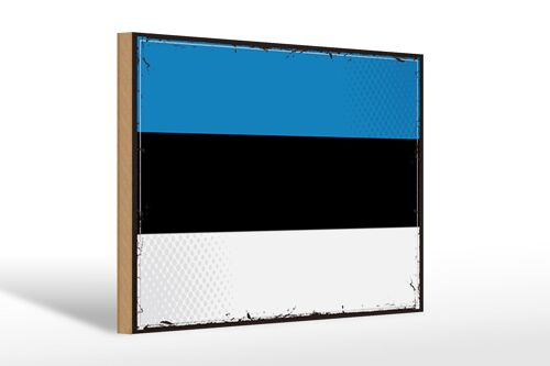 Holzschild Flagge Estlands 30x20cm Retro Flag of Estonia
