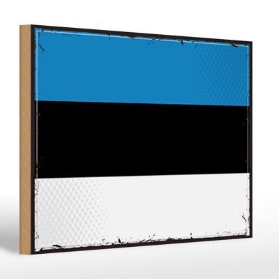 Letrero de madera bandera de Estonia 30x20cm Bandera Retro de Estonia