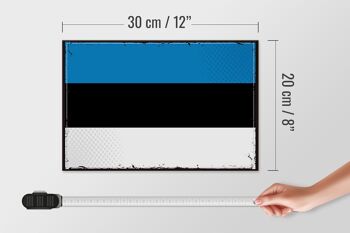 Panneau en bois drapeau de l'Estonie 30x20cm Drapeau rétro de l'Estonie 4