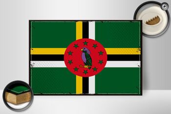 Panneau en bois drapeau de la Dominique 30x20cm Drapeau rétro de la Dominique 2