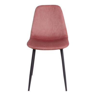 Stockholm Dining Chair - Stuhl aus rosa Samt mit schwarzen Beinen