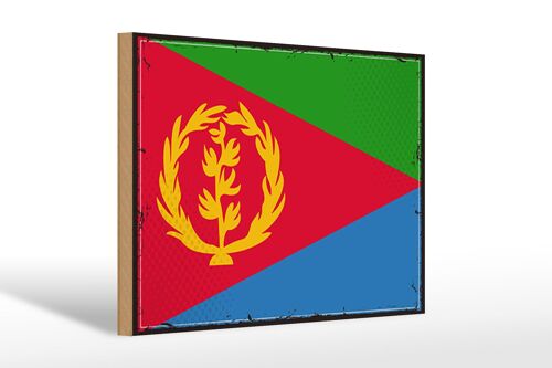 Holzschild Flagge Eritreas 30x20cm Retro Flag of Eritrea