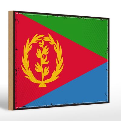 Letrero de madera Bandera de Eritrea 30x20cm Bandera Retro de Eritrea