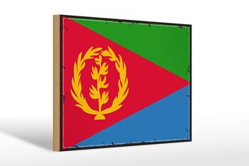 Panneau en bois drapeau de l'Érythrée 30x20cm Drapeau rétro de l'Érythrée 1