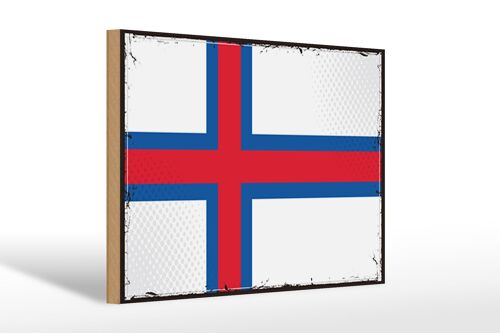 Holzschild Flagge Färöer 30x20cm Retro Flag Faroe Islands