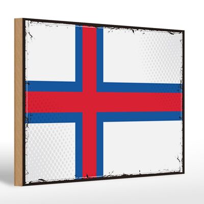 Cartello in legno Bandiera Isole Faroe 30x20 cm Bandiera retrò Isole Faroe