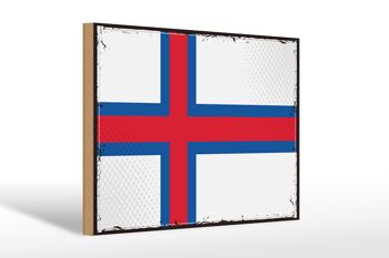 Panneau en bois drapeau îles Féroé 30x20cm drapeau rétro îles Féroé 1
