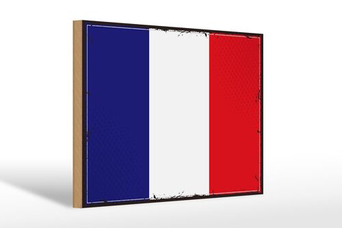 Holzschild Flagge Frankreichs 30x20cm Retro Flag of France