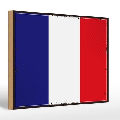 Cartello in legno bandiera della Francia 30x20 cm Bandiera retrò della Francia
