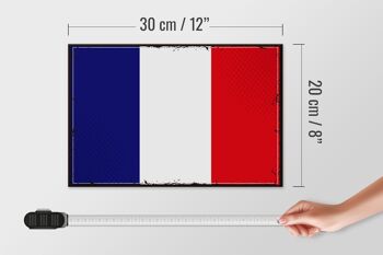 Panneau en bois drapeau de la France 30x20cm Rétro Drapeau de la France 4