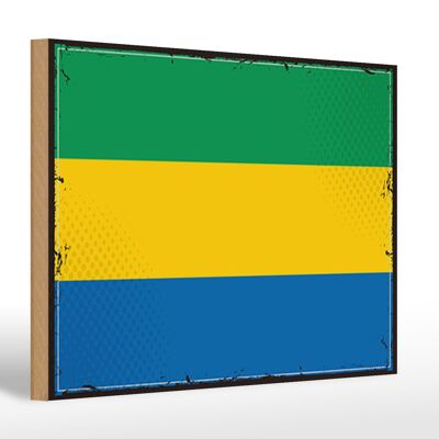 Letrero de madera Bandera de Gabón 30x20cm Bandera Retro de Gabón