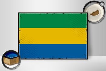 Panneau en bois drapeau du Gabon 30x20cm Rétro Drapeau du Gabon 2