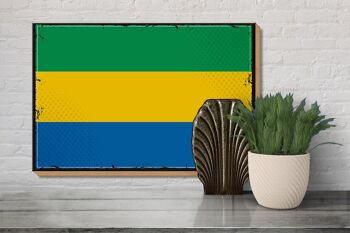 Panneau en bois drapeau du Gabon 30x20cm Rétro Drapeau du Gabon 3