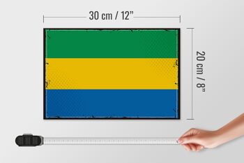 Panneau en bois drapeau du Gabon 30x20cm Rétro Drapeau du Gabon 4