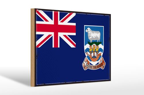 Holzschild Flagge Falklandinseln 30x20cm Retro Flag
