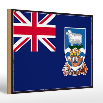 Letrero de madera bandera Islas Malvinas 30x20cm bandera retro