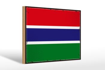 Panneau en bois drapeau de la Gambie 30x20cm Drapeau rétro de la Gambie 1