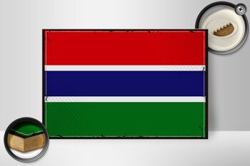 Panneau en bois drapeau de la Gambie 30x20cm Drapeau rétro de la Gambie 2