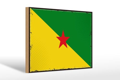 Holzschild Flagge Französisch-Guayanas 30x20cm Retro Flag