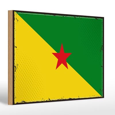 Holzschild Flagge Französisch-Guayanas 30x20cm Retro Flag