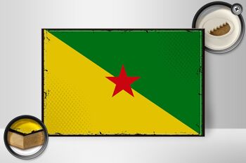 Panneau en bois drapeau de Guyane française 30x20cm drapeau rétro 2