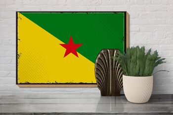 Panneau en bois drapeau de Guyane française 30x20cm drapeau rétro 3